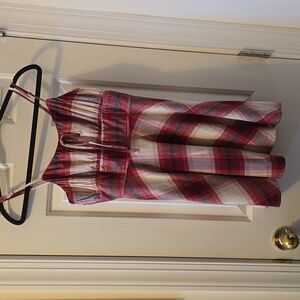FOREVER 21 WOMENS JUNIOR SIZE RED & WHITE PLAID SUMMER SUNDRESS SIZE MEDIUM
